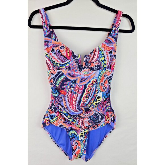 Anne Cole Women's One Piece Swimsuit Size 6 Multi Color Paisley Swimsuit Swim - Picture 1 of 10